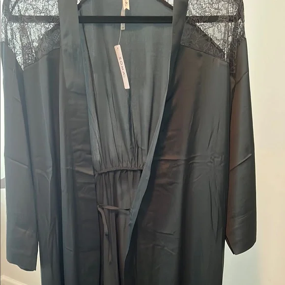 Soma Charcoal Lace Accent Robe